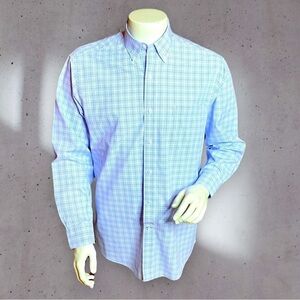 Tommy Hilfiger Men’s Shirt Blue and Pink Plaid Oxford Size 16 34/35